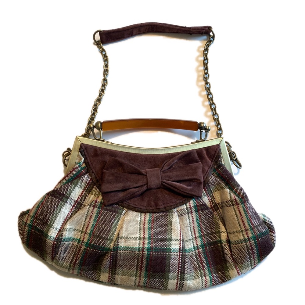 Chinese Laundy Brown Plaid Mini Bag Clutch